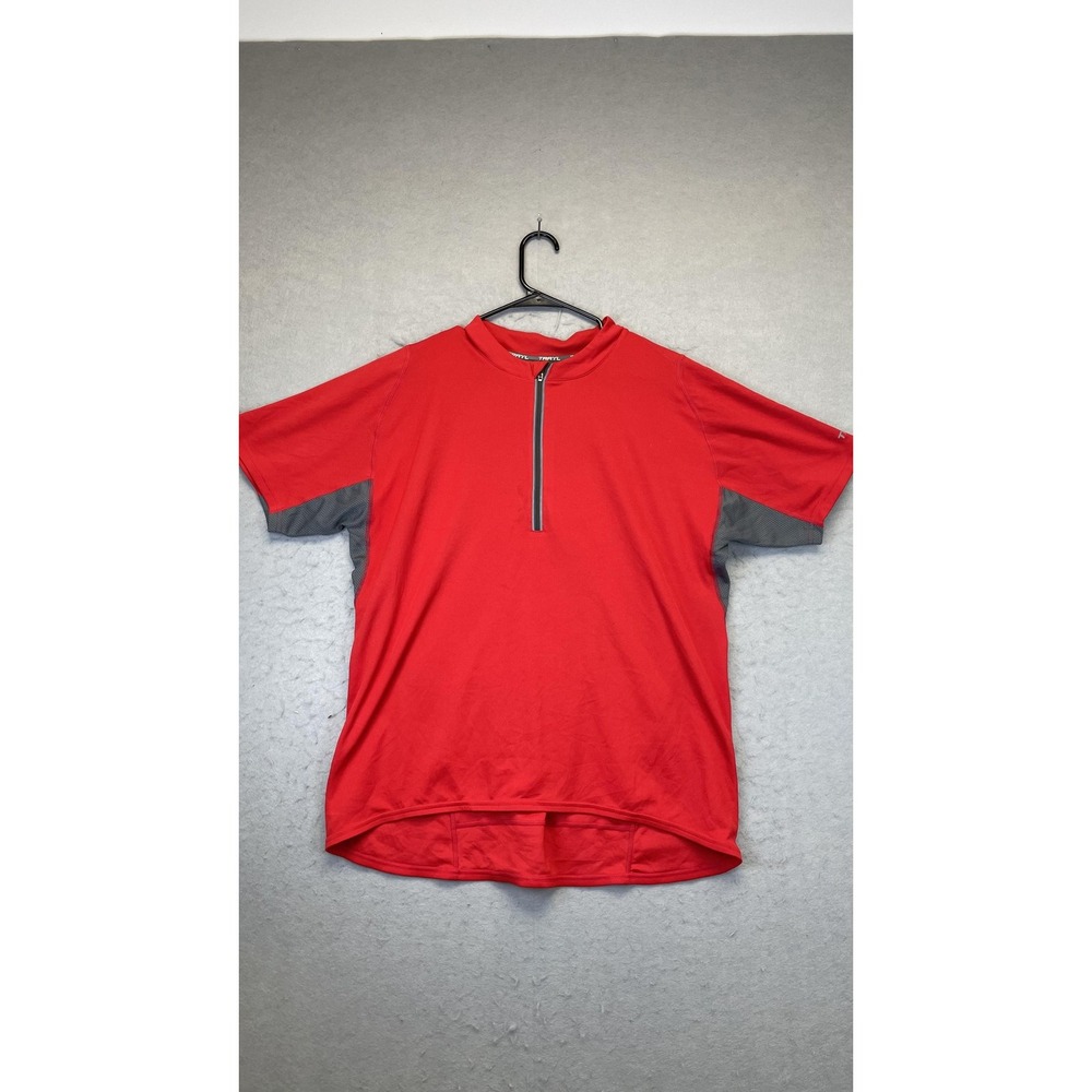 TRAYL Cycling‎ Jersey Mens Large Red Half Zip Pockets Short Sleeve Reflective